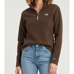 🏔️ The North Face Brown TKA 100 Fleece Quarter Zip - Size Medium 🏔️